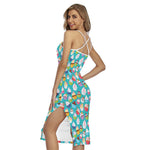Cartoon Cupcake Pattern Print Cross Back Cami Dress