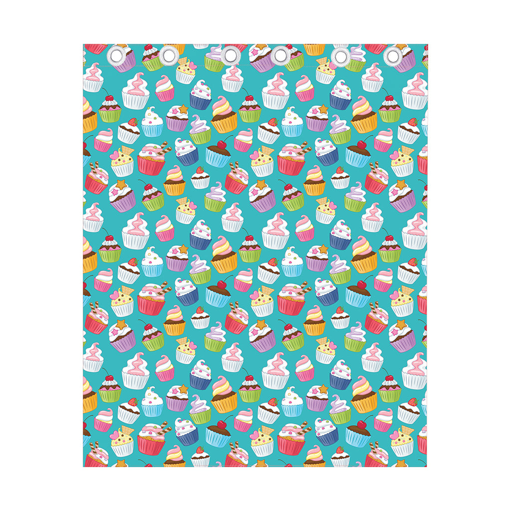 Cartoon Cupcake Pattern Print Curtain