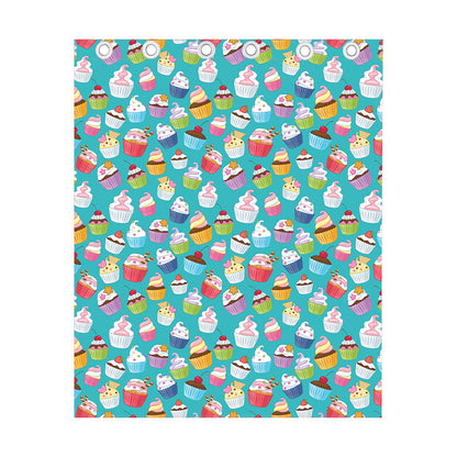 Cartoon Cupcake Pattern Print Curtain