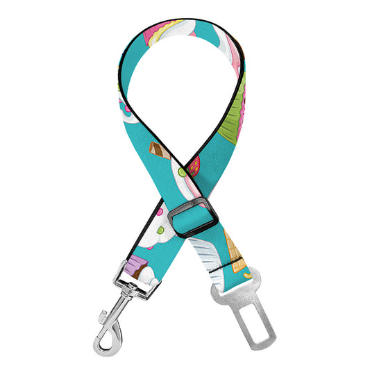 Cartoon Cupcake Pattern Print Dog Seat Belt