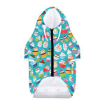Cartoon Cupcake Pattern Print Dog Zip Up Hoodie