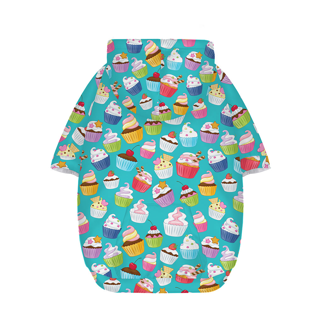Cartoon Cupcake Pattern Print Dog Zip Up Hoodie
