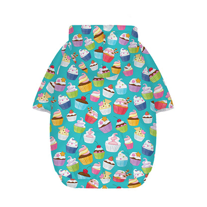 Cartoon Cupcake Pattern Print Dog Zip Up Hoodie