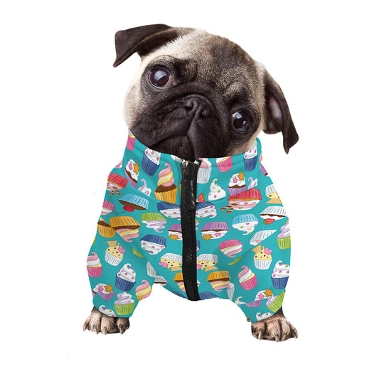 Cartoon Cupcake Pattern Print Dog Zip Up Jacket