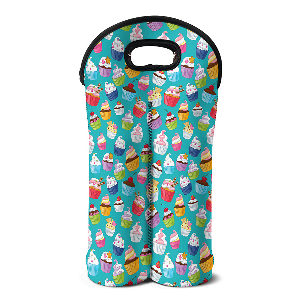 Cartoon Cupcake Pattern Print Double Neoprene Wine Tote