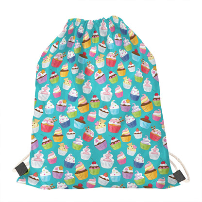 Cartoon Cupcake Pattern Print Drawstring Bag