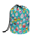 Cartoon Cupcake Pattern Print Drawstring Makeup Bag
