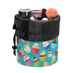 Cartoon Cupcake Pattern Print Drawstring Makeup Bag