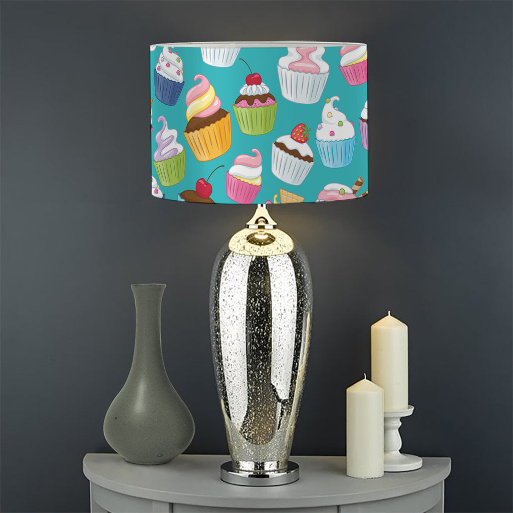 Cartoon Cupcake Pattern Print Drum Lamp Shade