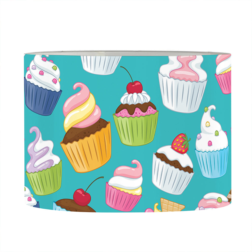 Cartoon Cupcake Pattern Print Drum Lamp Shade