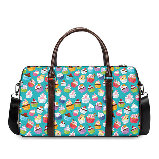 Cartoon Cupcake Pattern Print Duffle Bag