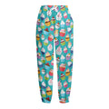 Cartoon Cupcake Pattern Print Fleece Lined Knit Pants