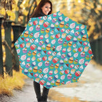 Cartoon Cupcake Pattern Print Foldable Umbrella