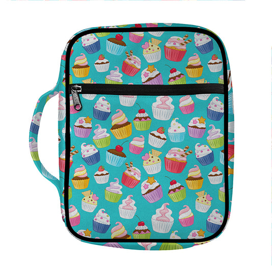 Cartoon Cupcake Pattern Print Front Pocket Bible Bag