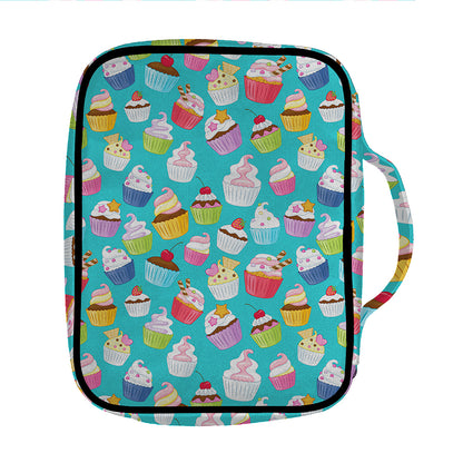 Cartoon Cupcake Pattern Print Front Pocket Bible Bag