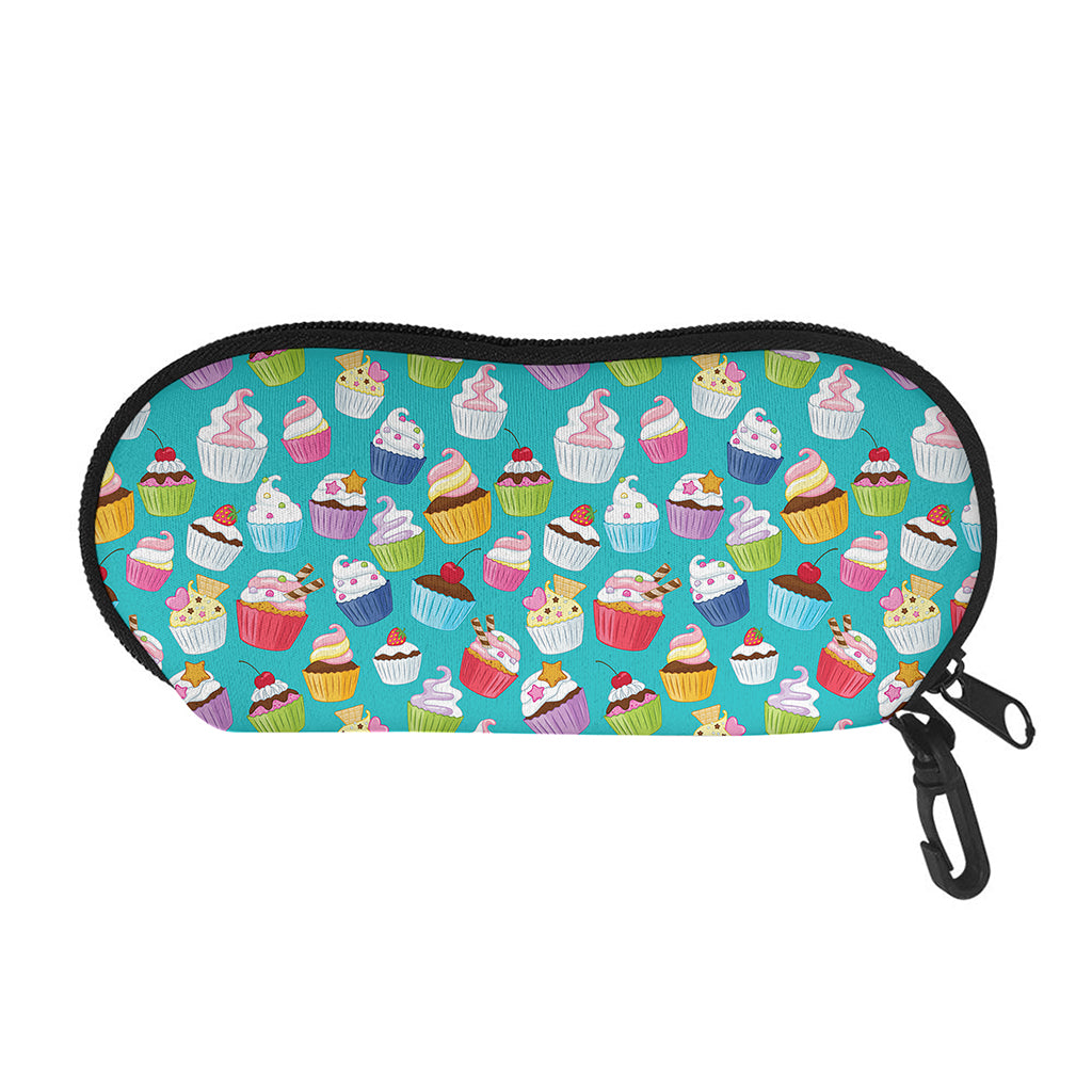 Cartoon Cupcake Pattern Print Glasses Case