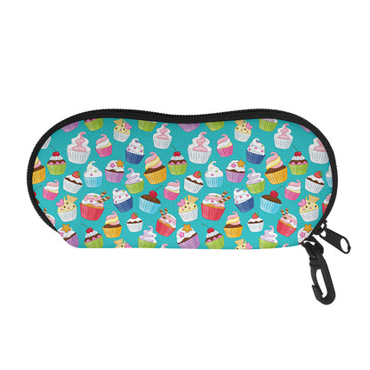 Cartoon Cupcake Pattern Print Glasses Case