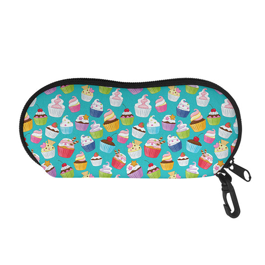 Cartoon Cupcake Pattern Print Glasses Case