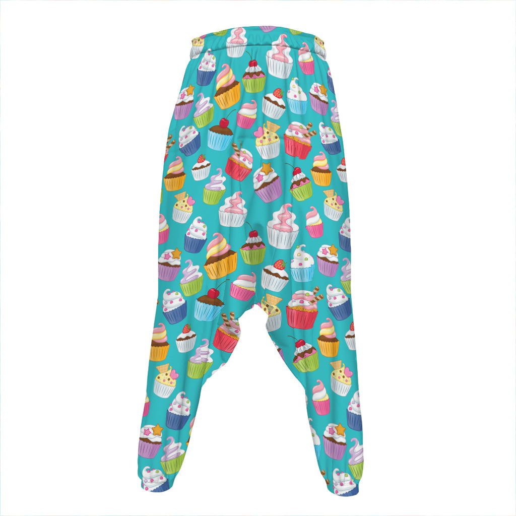 Cartoon Cupcake Pattern Print Hammer Pants