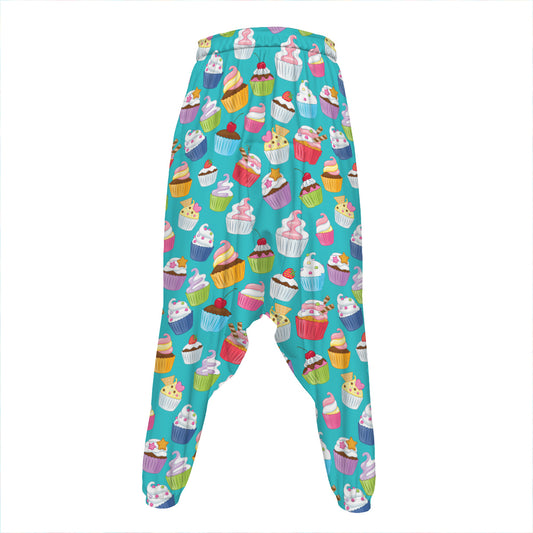 Cartoon Cupcake Pattern Print Hammer Pants