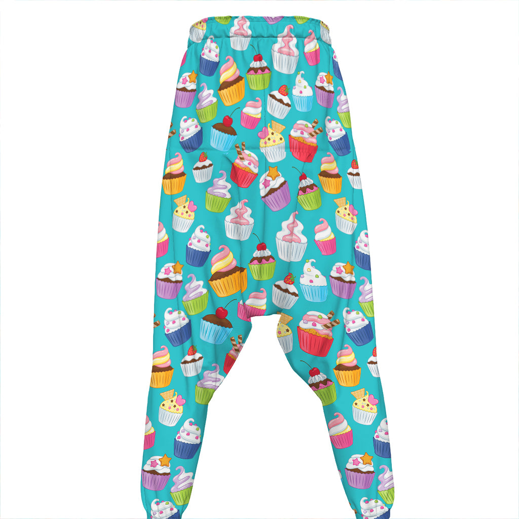 Cartoon Cupcake Pattern Print Hammer Pants