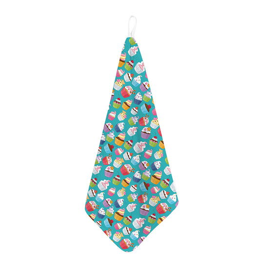 Cartoon Cupcake Pattern Print Hand Towel