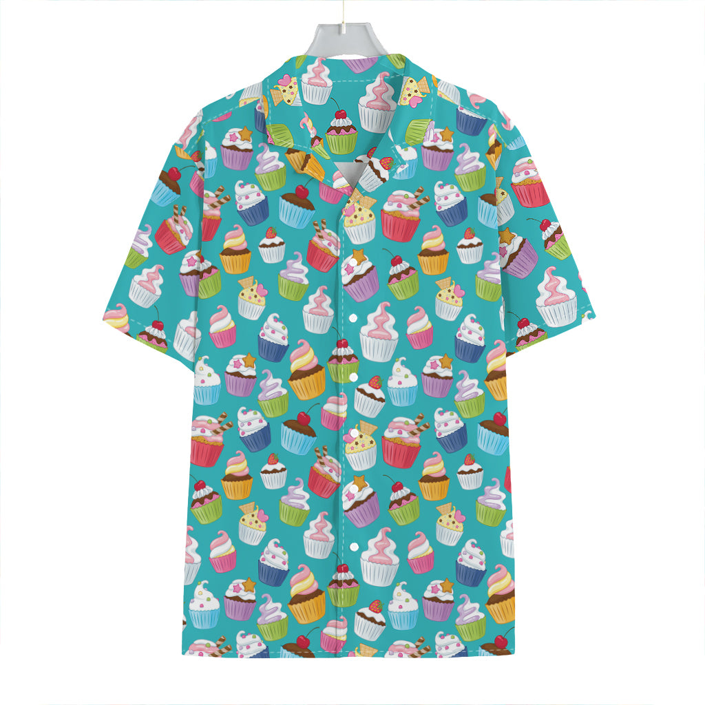 Cartoon Cupcake Pattern Print Hawaiian Shirt