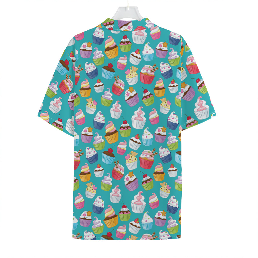 Cartoon Cupcake Pattern Print Hawaiian Shirt