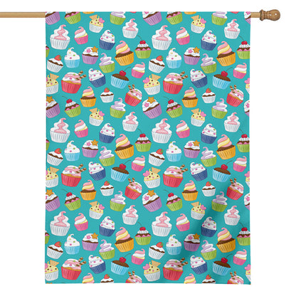 Cartoon Cupcake Pattern Print House Flag