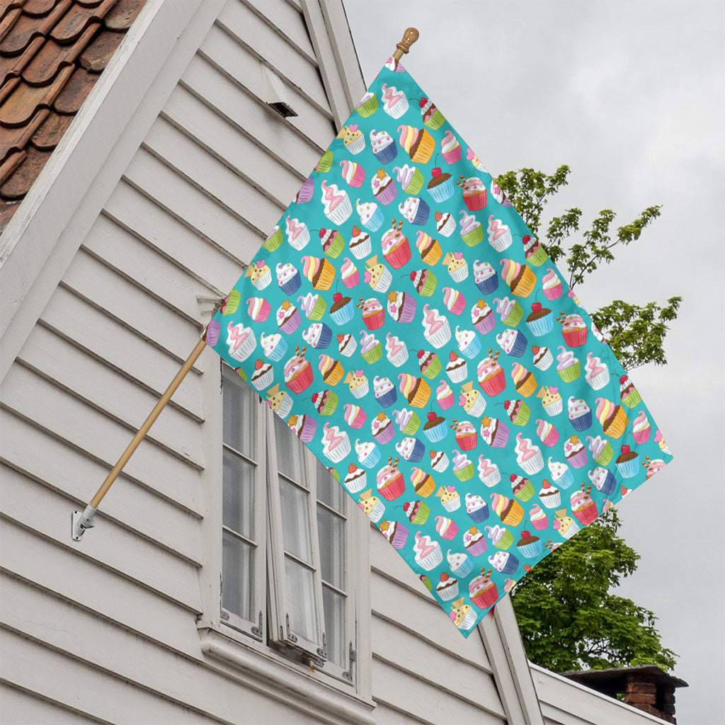 Cartoon Cupcake Pattern Print House Flag