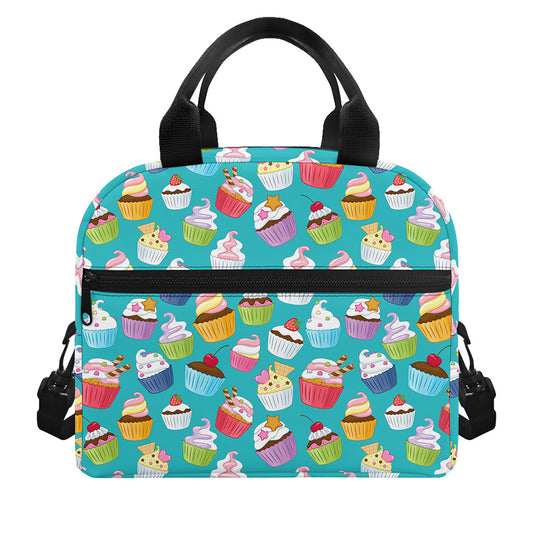 Cartoon Cupcake Pattern Print Insulated Lunch Bag