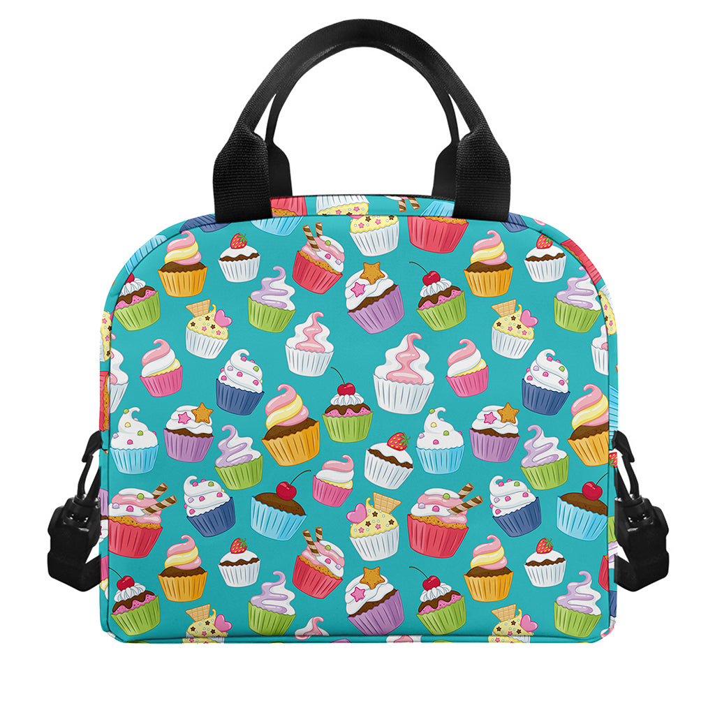 Cartoon Cupcake Pattern Print Insulated Lunch Bag