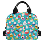 Cartoon Cupcake Pattern Print Insulated Lunch Bag