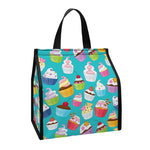Cartoon Cupcake Pattern Print Insulated Lunch Tote