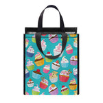 Cartoon Cupcake Pattern Print Insulated Lunch Tote