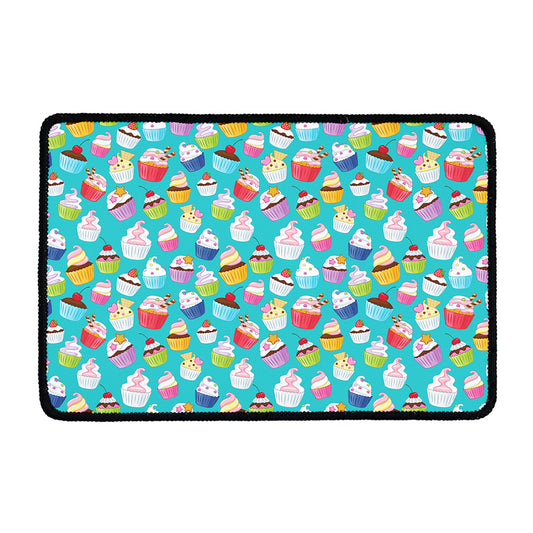 Cartoon Cupcake Pattern Print Kitchen Mat