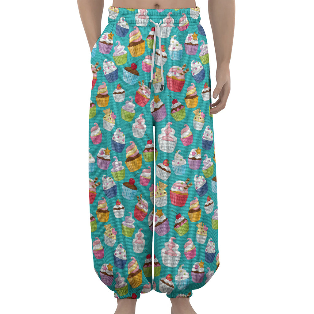 Cartoon Cupcake Pattern Print Lantern Pants