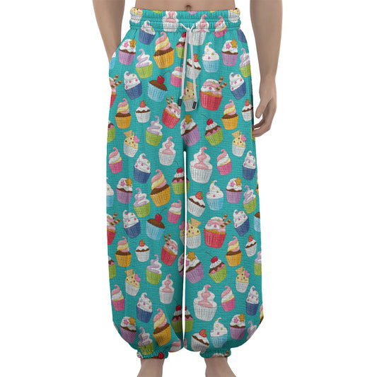 Cartoon Cupcake Pattern Print Lantern Pants