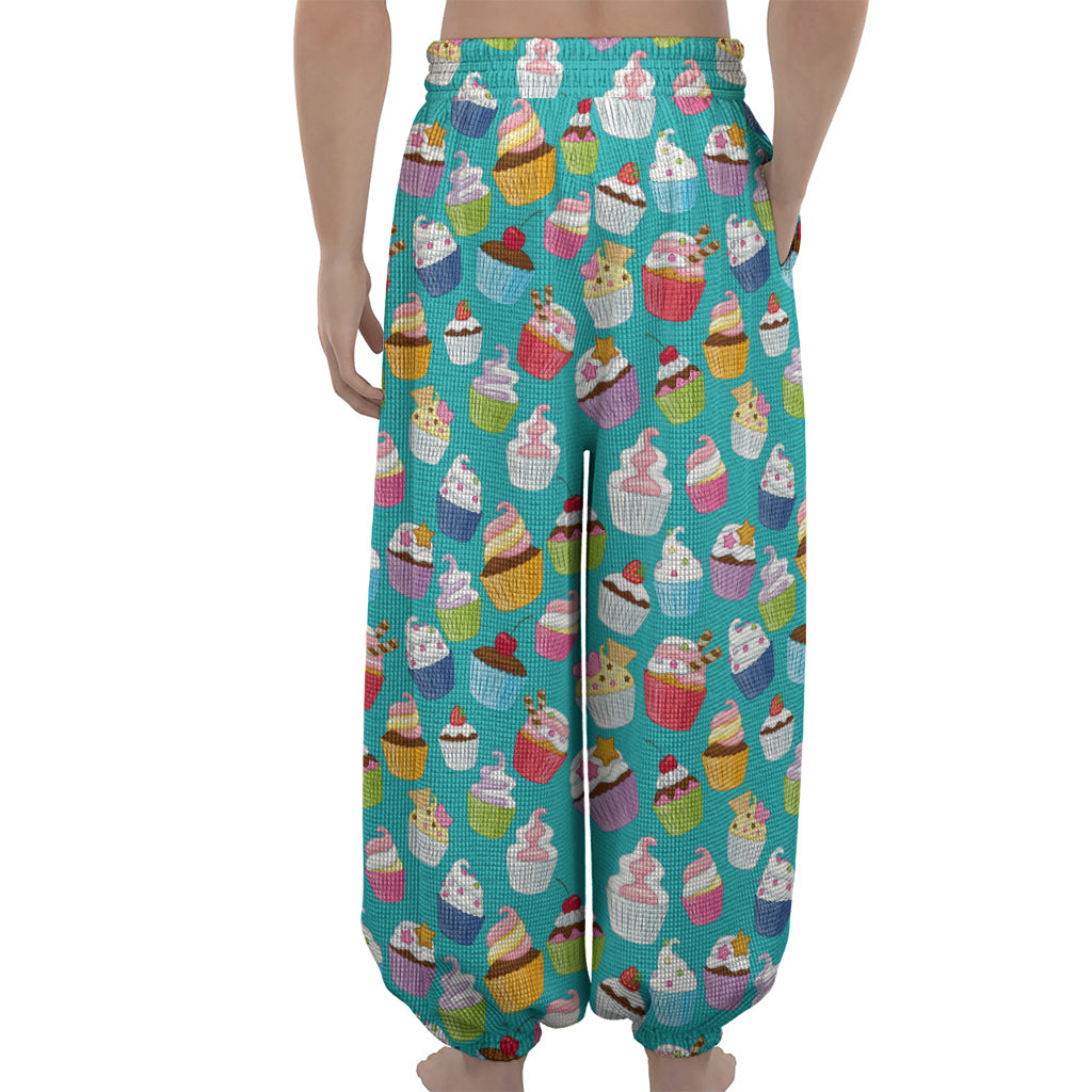 Cartoon Cupcake Pattern Print Lantern Pants