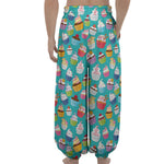 Cartoon Cupcake Pattern Print Lantern Pants