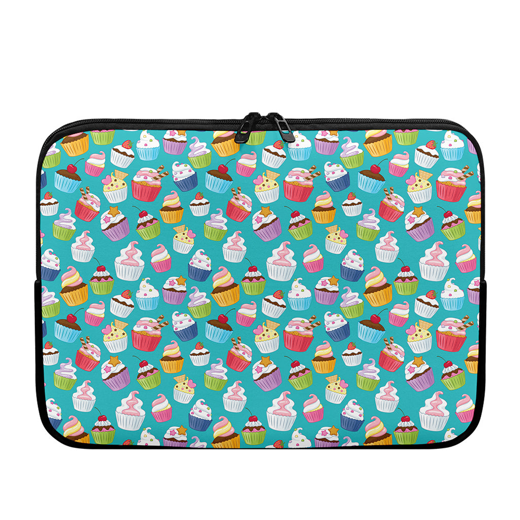 Cartoon Cupcake Pattern Print Laptop Sleeve