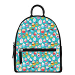 Cartoon Cupcake Pattern Print Leather Backpack