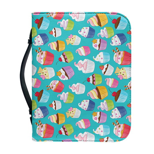 Cartoon Cupcake Pattern Print Leather Bible Cover