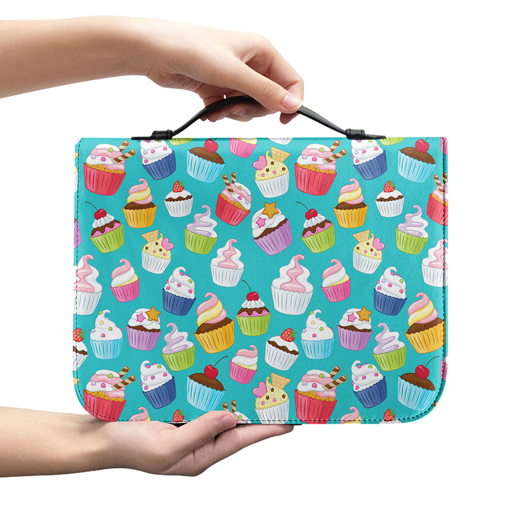 Cartoon Cupcake Pattern Print Leather Bible Cover