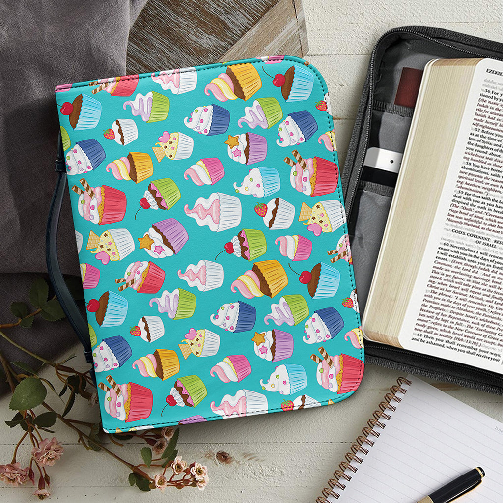 Cartoon Cupcake Pattern Print Leather Bible Cover
