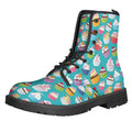 Cartoon Cupcake Pattern Print Lace-Up Boots