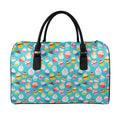 Cartoon Cupcake Pattern Print Leather Duffel Bag