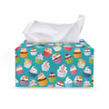 Cartoon Cupcake Pattern Print Leather Tissue Box Cover