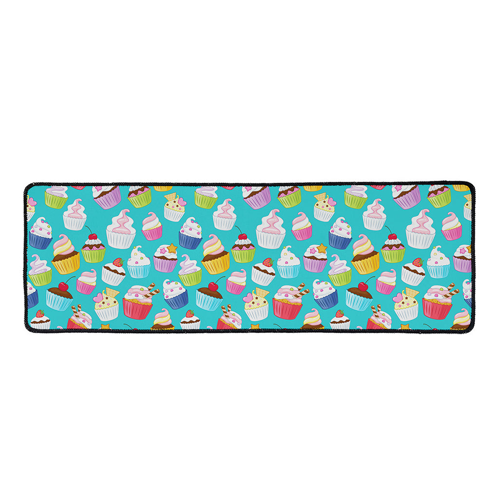 Cartoon Cupcake Pattern Print Long Kitchen Mat