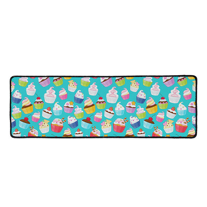 Cartoon Cupcake Pattern Print Long Kitchen Mat